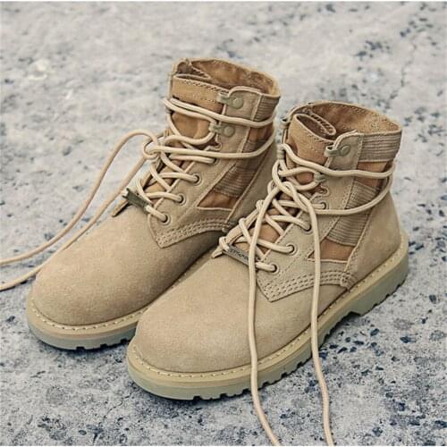New Autumn Winter Cow Suede Womens Boots Frosted Desert Booties Mens Martin Couple Motorcycle Shoes Large Size 34-46