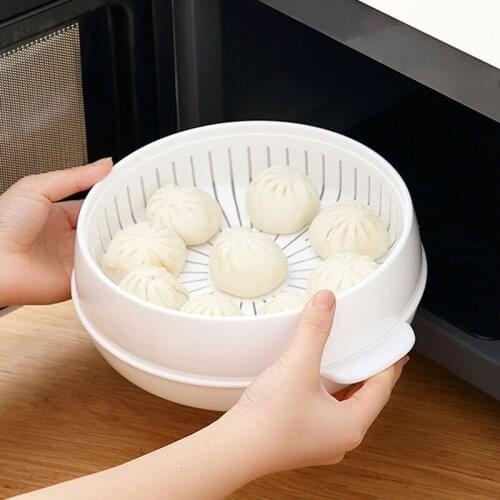 Single Layer Plastic Steamer Microwave Oven Steamer Round Plastic Microwave Oven With Lid Cooking Tools Kitchen Accessories