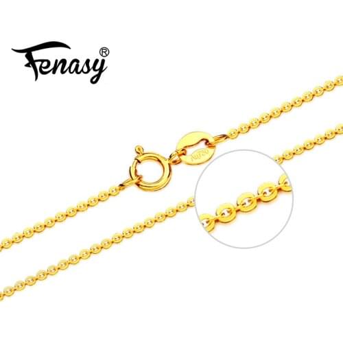 FENASY Genuine 18K Yellow Rose Gold Chain Cost Pure 18K white Gold Necklace for love Best Gift For women tendy necklaces