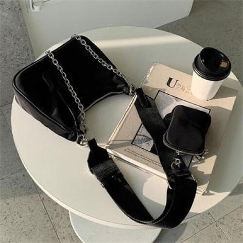 Casual Nylon Women Shoulder Bags Designer Chains 3 Bag Handbags Set Luxury Lady Crossbody Messenger Bag Female Small Purses 2021