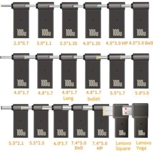 PD 100W Fast Charging Plug USB Type C Female Jack socket to 4.5x3.0 4.0x1.7 5.5x2.1 5.5x2.5 7.4x5.0 4.0x1.35 male plug Converter