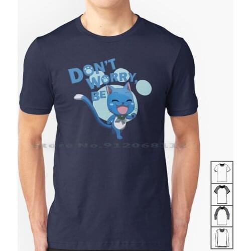Happy T Shirt 100% Cotton Happy Fairy Tail Natsu Lucy Heartphilia Levy Gajeel Juvia Gray Fullbuster Dragneel Charle Sting Frosh