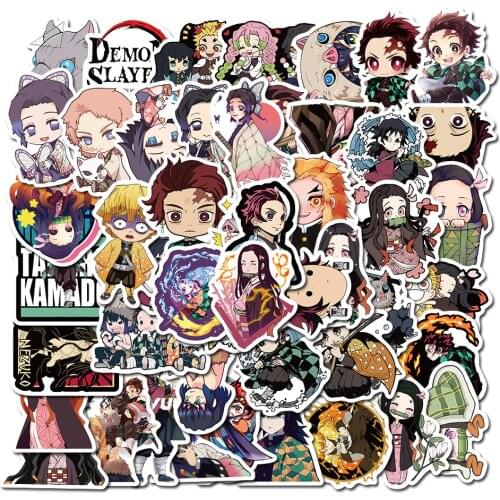 50pcs/set Demon Slayer Kimetsu No Yaiba Sticker Tanjirou Nezuko Agatsuma Zenitsu Stationery Computer Decoration Sticker