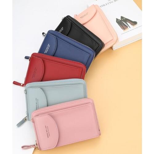 TFSCLOIN New Women Long Wallet PU Leather Shoulder Straps Shoulder Bag Mobile Phone Big Card Holders Wallet Handbag Pockets 2020