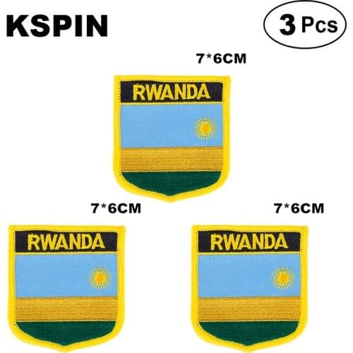 Rwanda Shiled Shape flag patches national flag patches for Cothing DIY Decoration