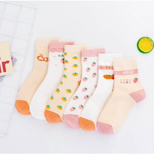 Strawberry comida cartoon socks cute woman calcetines harajuku kawaii women skarpetki femme chaussettes mujer meias calcetas