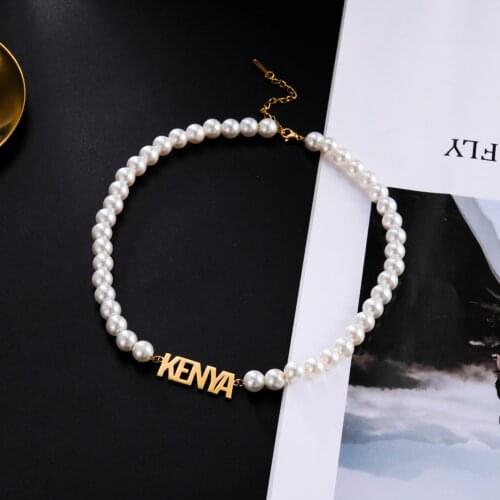 Sipuris Personalized Name Necklaces Stainless Steel Custom Name Pearl Necklaces Choker For Women Elegant Girlfriend Gift 2021