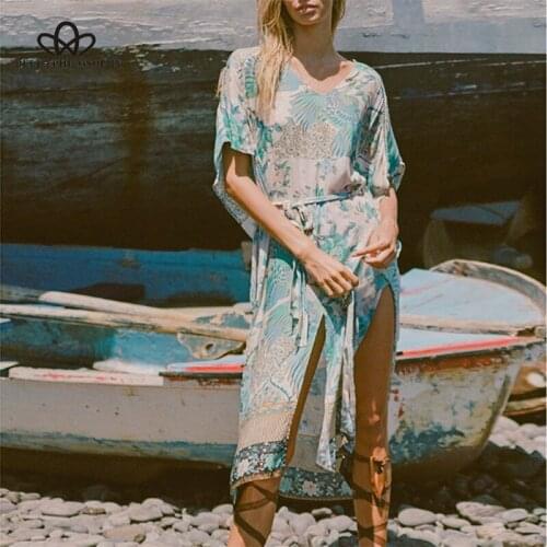 Bella Philosophy 2018 summer print peacoak women dress v-neck sexy female vestidos sashes half sleeves ladies holiday dress