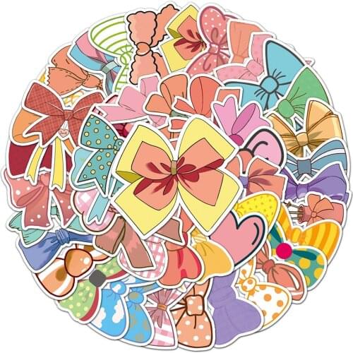 10/30/50pcs Cute Bow Cartoon Stickers Decals Phone Laptop Skateboard Luggage Scrapbook Guitar Wall Waterproof Sticker Kids Toys