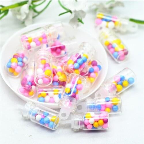 10PCS 10mmX26mm Glass Clear Foam Beads Wishing Bottle Charms |Resin Japanese DIY Deco Charms| Dollhouse Miniatures Cabochons