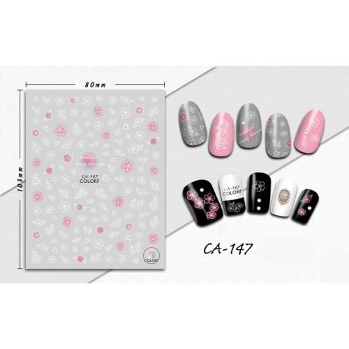 3D Stickers for Nails White Cherry Blossoms Design Nails Art Decoration Manicure Sticker Decals Slider Nail Foil Accessories