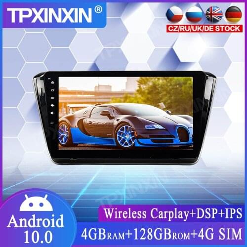 4+128G Android 10.0 For SKODA SUPERB 2015+ Car GPS Navigation Car Stereo Multimedia Player Headunit Auto Car DVD Player Car GPS