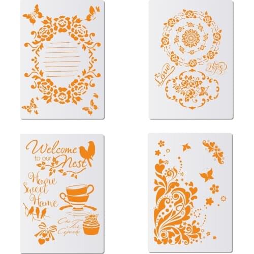 4 Pcs/Set A4 Size Animal Bird & Butterfly Pattern Cake Side Stencils Cake Decorating Tool Fondant Cake Supplies Cake Tool