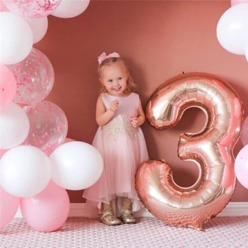 40inch Number 3 Baby Shower rose Gold Silver Pink black Digit Helium Balloon 3st Birthday Party Decor Supplies Balloons