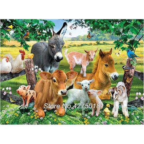 5D DIY Square/Round Drill Embroidery Animal donkey family Diamond Painting Full Display Cross Stitch Mosaic Home Decor YG637