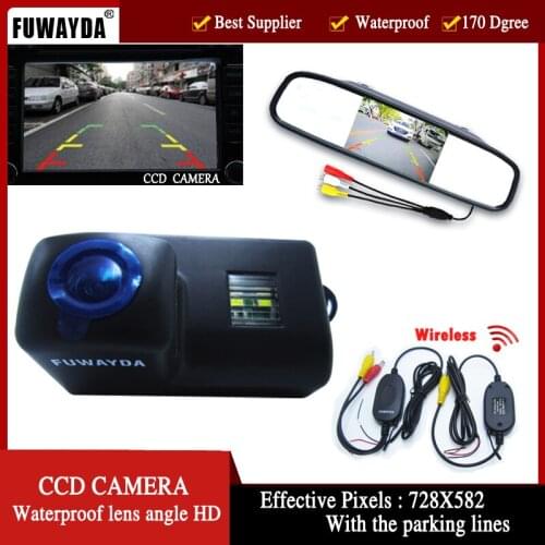 FUWAYDA WirelessCar Rear View Camera for Peugeot 206 207 306 307 308 406 407 5008 Partner Tepee 4.3Inch Rear view Mirror Monitor
