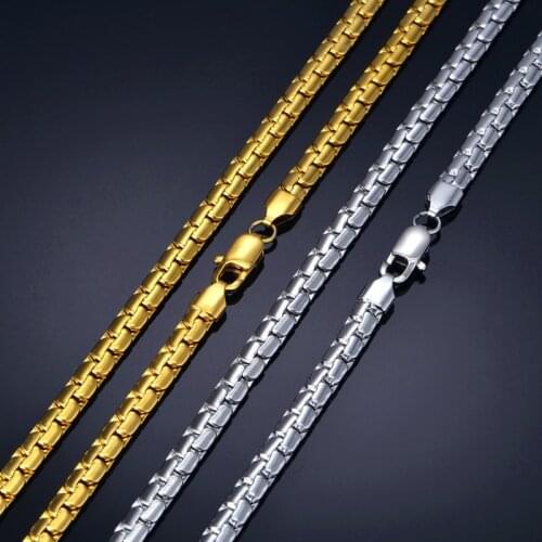 3mm/6mm Punk Stainless Steel Snake Chain Necklace for Women Men Flat Link Gold Silver Color Fashion 2021 Neckalce 20" 23" 26"