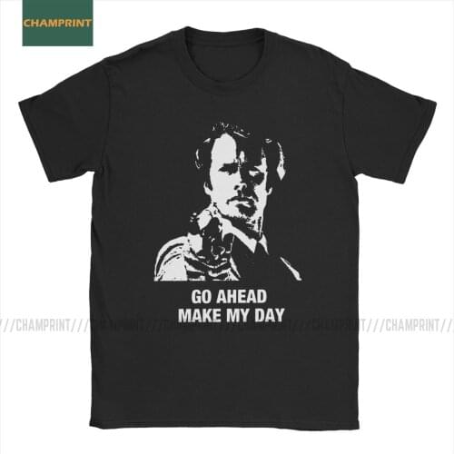 Go Ahead Make My Day Dirty Harry Clint Eastwood T-Shirts Men Make My Day Cotton Tees Short Sleeve T Shirts 6XL Tops