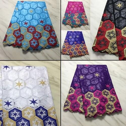 Hexagonal Pattern Cotton Lace Fabric 5yrds Nigerian Lace Fabric 2021 High Quality Embroidery Textile 1612D11