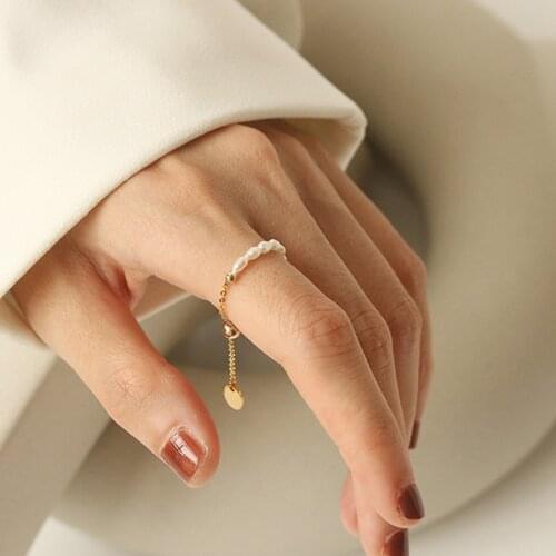 2021 New Natural Pearl Tassel Adjustable Ring Women Handmade Freshwater Pearl Fine Jewelry