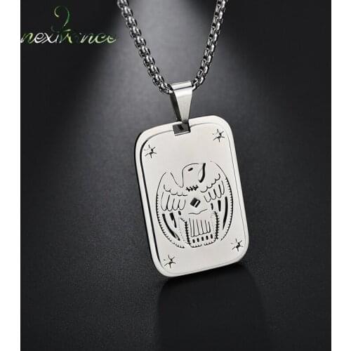 Nextvance Russian Eagle Square Pendant Chunky Necklace Stainless Steel S.H.I.E.L.D. Animal Necklaces For Women Men Jewelry