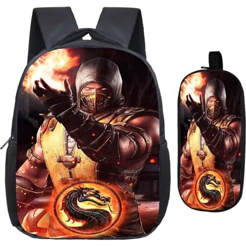 Cute Scorpion In Mortal Kombat X Mask 2Pcs/Sets Backpack School Bags Beautiful Printing Bags Beautiful Kindergarten Backpack