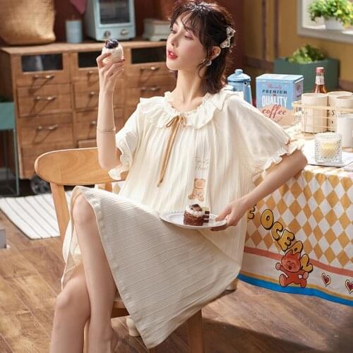 New Plus Size Nightgowns Women Short Sleeve Cotton Nightwear Dress Cute Girls Sleepwear Nightshirt Loose Summer Sleepshirt 4XL
