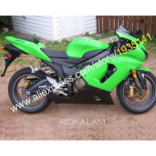 Motorcycle Fairing For Kawasaki Ninja 2005 2006 ZX6R 05 06 ZX-6R 636 ZX 6R Green Black Fairing Kit (Injection molding)