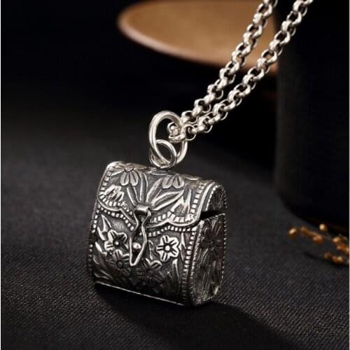 925 Sterling Silver plum blossom purse style pendant Charm Locket A4265