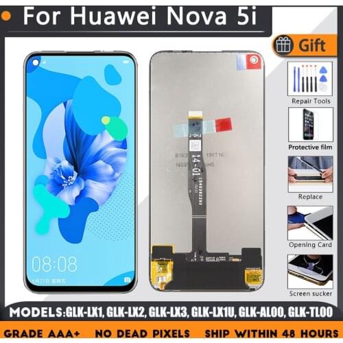For Huawei nova 5i P20 lite 2019 GLK-LX1 LX2 LX3 LX1U AL00 TL00 LCD screen assembly touch glass,With repair parts LCD Display