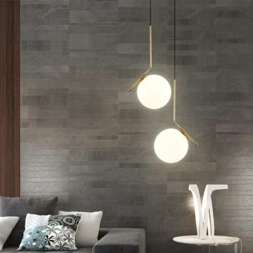 Modern LED Small Chandelier Single Head Full Copper Glass Ball Chandelier Dining Room, Bar, Table Lamp, Bedroom, Bedside Lamp