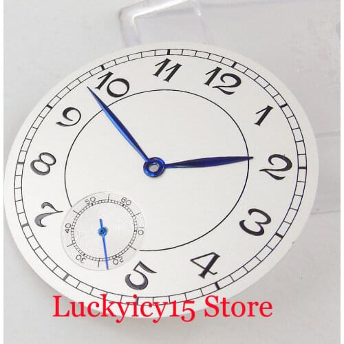 PARNIS Sterile 38.9mm White Dial +Blue Watch Hands Fit for ETA 6498 Hand Winding Movement