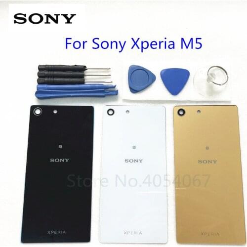 M5 Rear Glass Cover Back Housing For Sony Xperia M5 E5603 E5606 E5653 Battery Door Lid Shell Case Replacement + Tools
