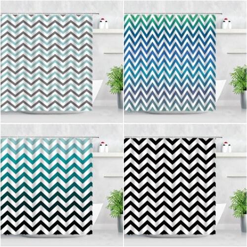 3D Geometric Pattern Shower Curtain Set Black White Stripes Gradient Nordic Style Bathroom Decor Waterproof Fabric Bath Curtains