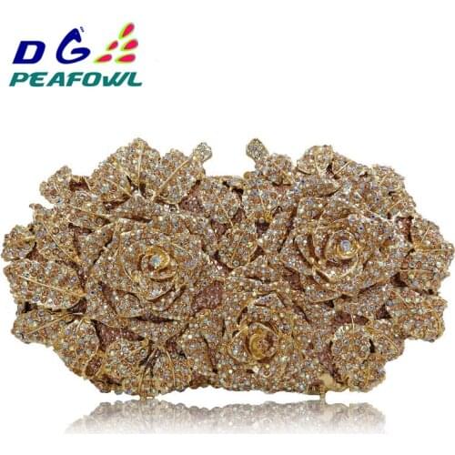 Lady Floral Colorful Diamond Women Clutch Wedding Evening Bag Handbag Toiletry And Purse Shoulder Bag Party Crossbody Bags