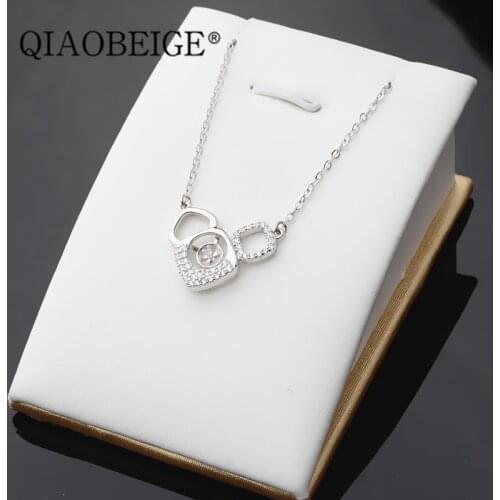 QIAOBEIGE New Hot single pearl pendant chain Elegant woman 925 sterling silver necklace Fashion Chocker Solid silver jewelry