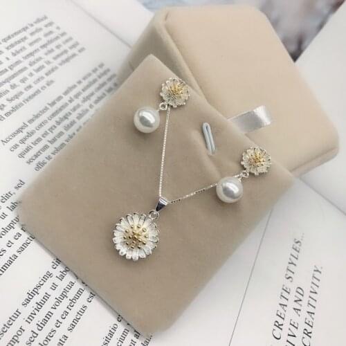 Exquisite Jewelry Sets Real 925 Sterling Silver Pendant Necklaces Lasting Shine Chain Delicate Daisy Drop Earrings Elegant Petal