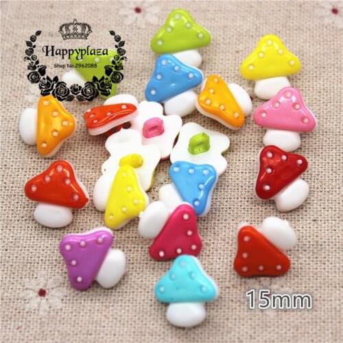 100pcs Mix Colors Plastic Mushroom Shank Buttons Clothing Accessories Sewing Supplies,15mm