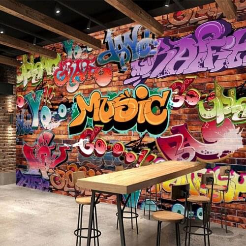 Custom 3D Wall Murals Modern Creative Graffiti Wallpaper Restaurant Cafe KTV Bar Background Wall Personality Wall Cloth 3D Mural