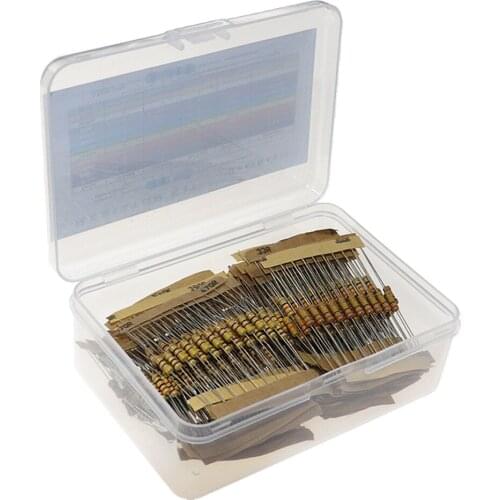 500pcs 1/2W 0.5W 5% Carbon Film Resistor 50 Values 1.2Ω~1MΩ Assorted Kit set With box