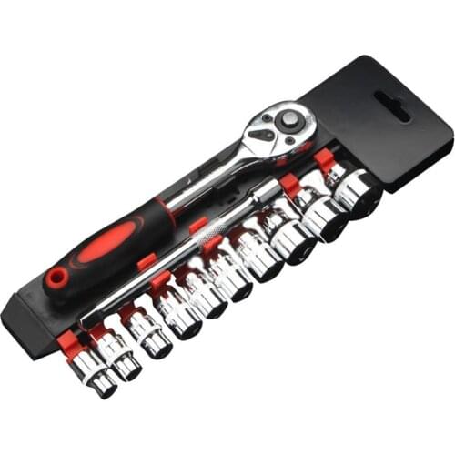 60% Dropshipping!!12Pcs/Set 1/4 Inch Socket Wrench Set Automotive Connecting Rod Combination Tool