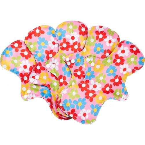 ALINAPPY 5PCS Night Use Reusable Menstrual Pad For Heavy Flow,Washable Bamboo Charcoal Sanitary Napkins Breathable For Women
