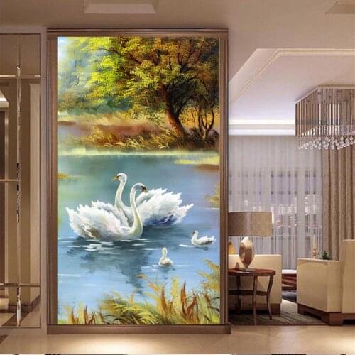 Abstract white swan large diy 5d diamond painting full square round drill mosaic embroidery kits animals wall decoration AA2840