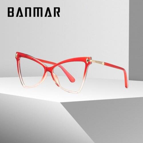 BANMAR Square Cat Eye Anti Blue Light Metal Optical Glasses Frames Women Vintage Fashion Computer Eyeglasses