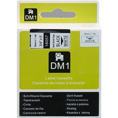 Free shipping 3 pcs 19mm black on white DYMO Rhino Heat Shrink Tube tape 18057 RS11W for dymo printer
