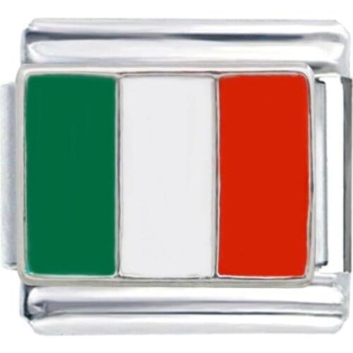 Wholesale Stainless Steel Composable charm 9mm national Italy country flag Italian charm link bracelet Fit Zoppini Dropship