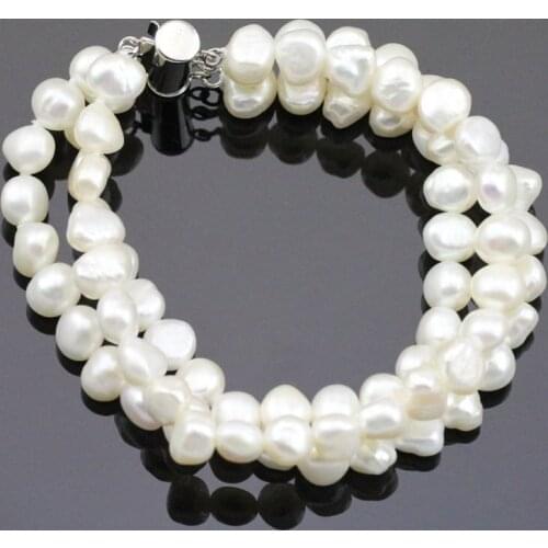 7-8mm Real Natural Freshwater Baroque Pearl Bracelet & Bangles For Women Gift,More Color For Choose