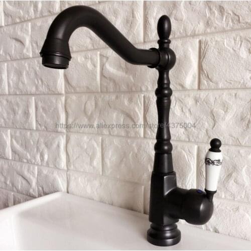 Oil Rubbed Bronze Ceramic Handle Bathroom Sink Mixer Faucet Rotation Bathroom Kitchen Hot and Cold Water Taps Nnf385
