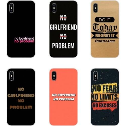 For Motorola Moto X4 E4 E5 G5 G5S G6 Z Z2 Z3 G G2 G3 C Play Plus No Boyfriend No Problem letter Accessories Phone Cases Covers