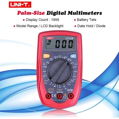Digital LCD Palm-Size Digital Multimeters Voltmeter Ammeter Ohm Test Meter UNI-T UT33B